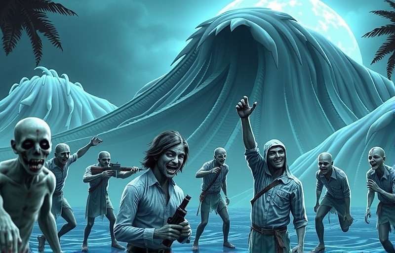 Zombie Tsunami gameplay showing a growing horde of zombies