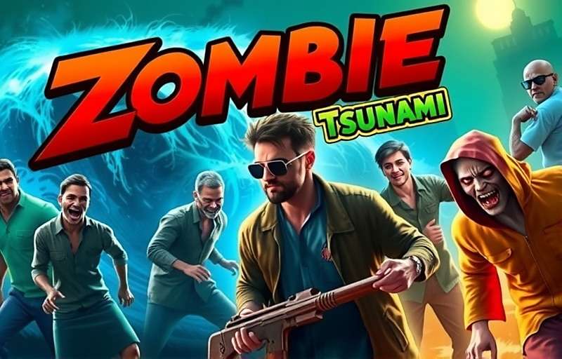 Zombie Tsunami game cover with Indian themed zombies